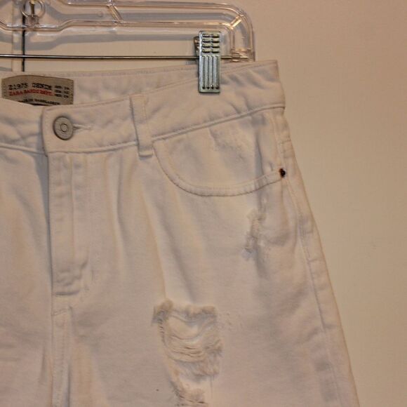 Zara White Jean Shorts Women Size 02 - Picture 4 of 10